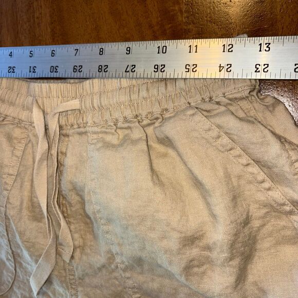 Quince Women’s 100% Linen Shorts XS Tan Elastic Waist Summer Casual - Picture 5 of 7